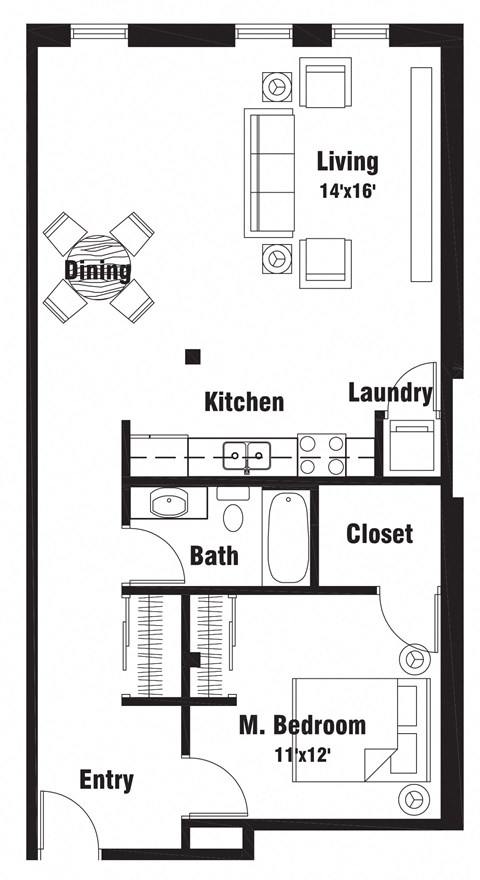 A8 Floor Plan at Riverpoint Lofts, Des Moines Iowa   